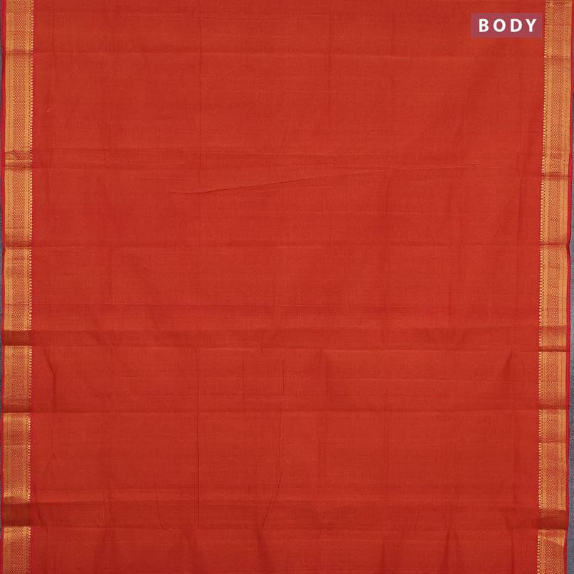 Mangalgiri cotton saree rustic orange with allover stripes pattern and mangalgiri zari border