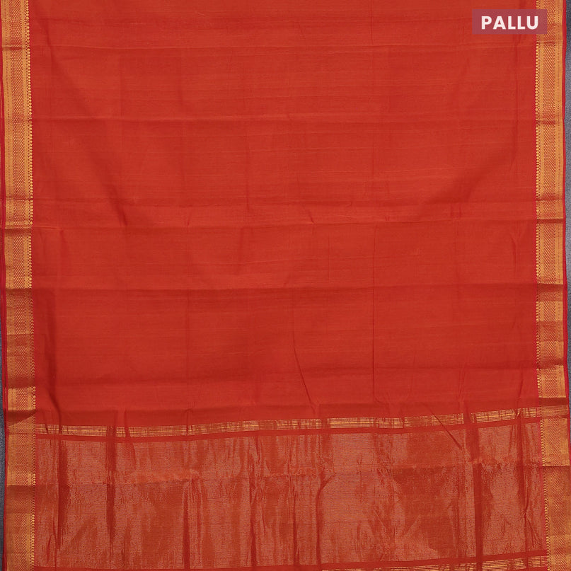 Mangalgiri cotton saree rustic orange with allover stripes pattern and mangalgiri zari border
