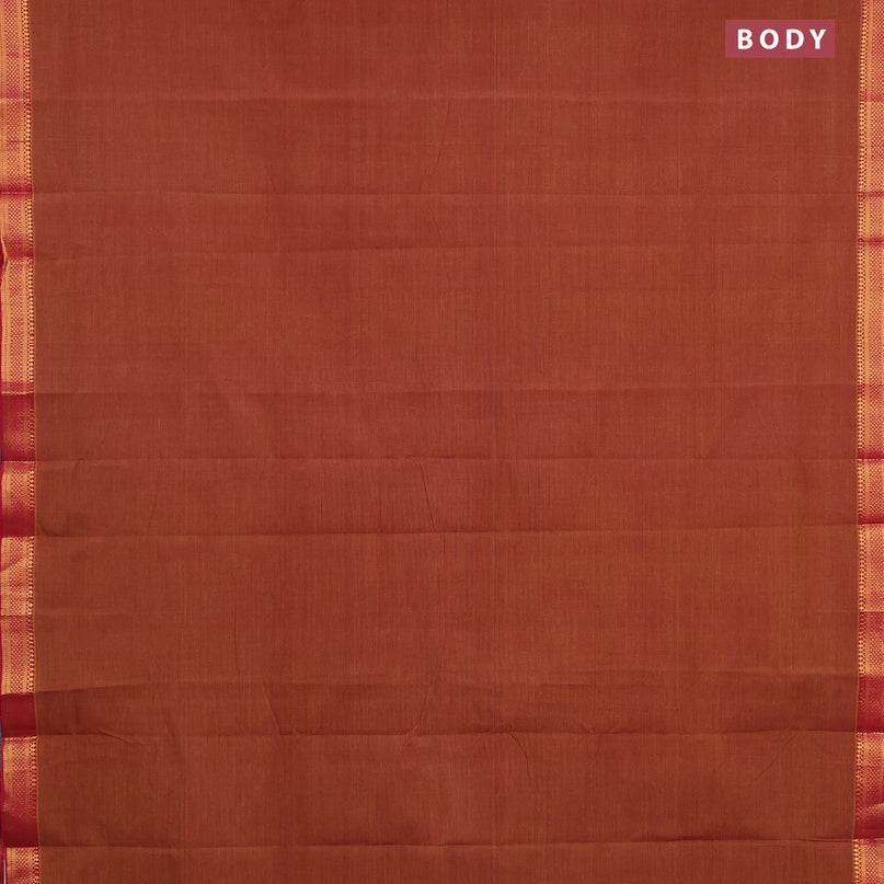 Mangalgiri cotton saree rust shade and kum kum red with plain body and mangalgiri zari border