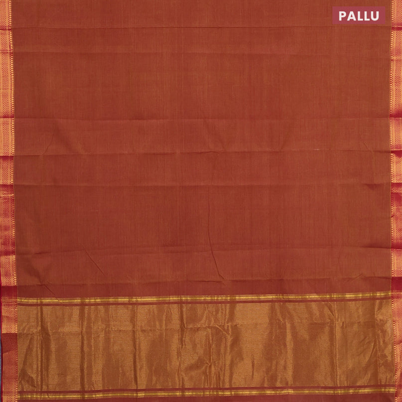 Mangalgiri cotton saree rust shade and kum kum red with plain body and mangalgiri zari border