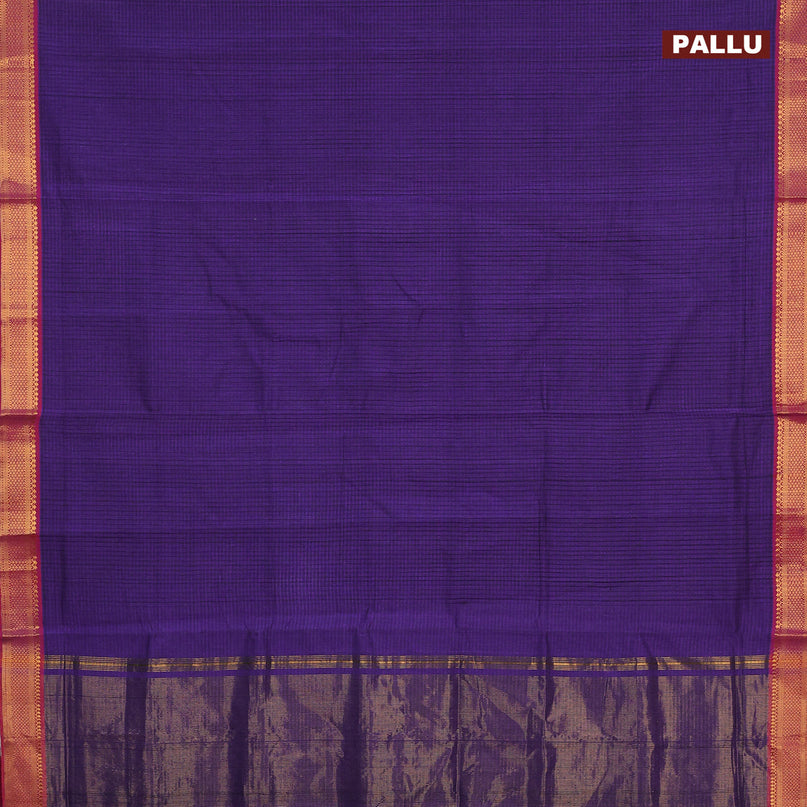 Mangalgiri cotton saree violet and magenta pink with allover stripes pattern and mangalgiri zari border
