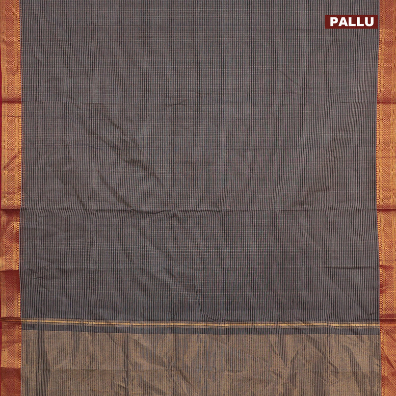 Mangalgiri cotton saree beige black and maroon with allover stripes pattern and mangalgiri zari border