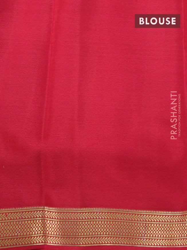 Mysore silk saree dark blue and red with plain body and zari woven border plain body