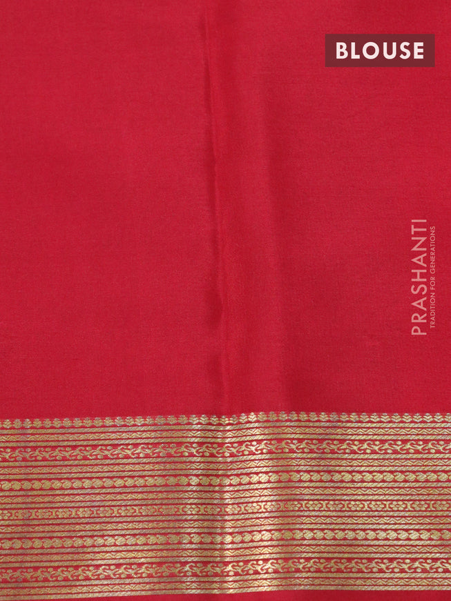 Mysore silk saree light blue and red with plain body and zari woven border plain body