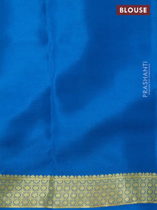 Mysore silk saree light blue and cs blue with plain body and zari woven border plain body