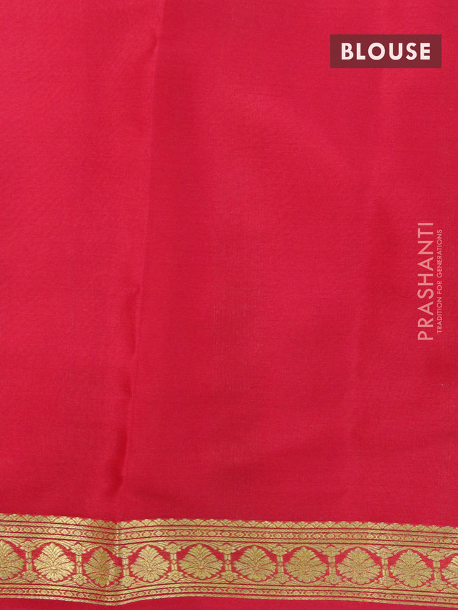 Mysore silk saree off white and red with plain body and zari woven border plain body