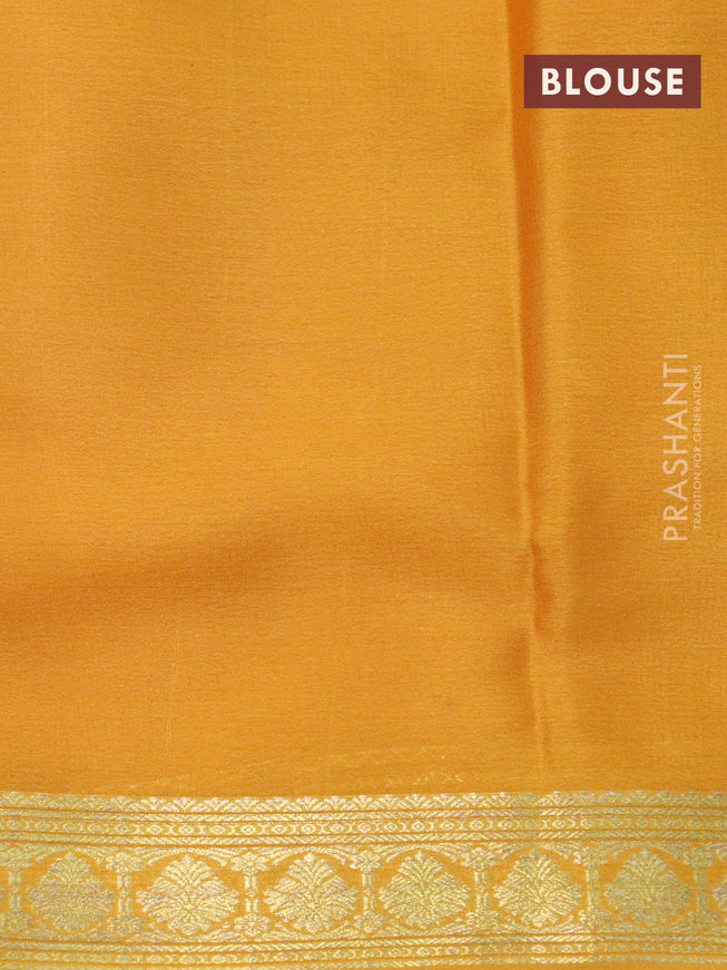 Mysore silk saree maroon and mustard yellow with plain body and zari woven border plain body