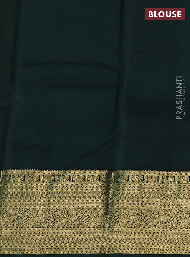 Pure kanchipuram silk saree pink and bottle green with zari woven buttas and rich zari woven border