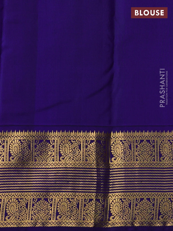Pure kanchipuram silk saree pink and blue with zari woven buttas and long zari woven korvai border