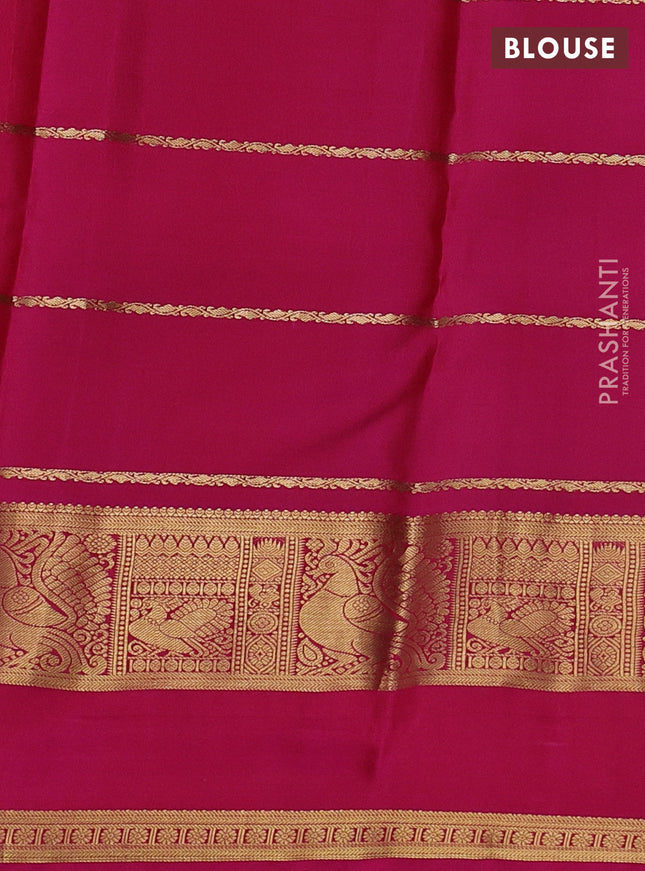 Pure kanchipuram silk saree bottle green and pink with allover zari checks & buttas and rettapet zari woven border