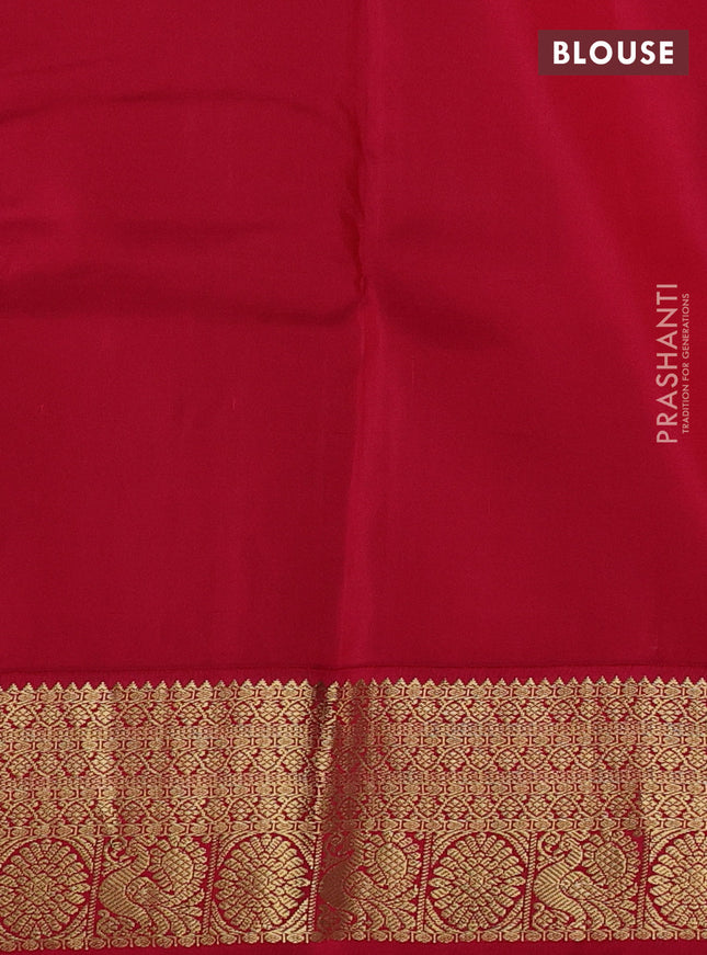 Pure kanchipuram silk saree bottle green and pink with zari woven buttas and rich zari woven korvai border
