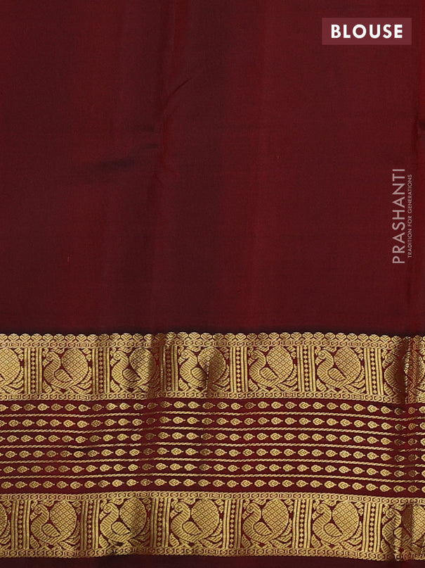 Pure kanchipuram silk saree dark green and maroon with zari woven buttas and long zari woven border