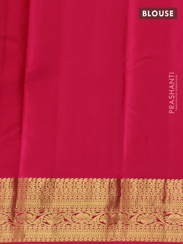 Pure kanchipuram silk saree bottle green and pink with zari woven buttas and rich zari woven korvai border