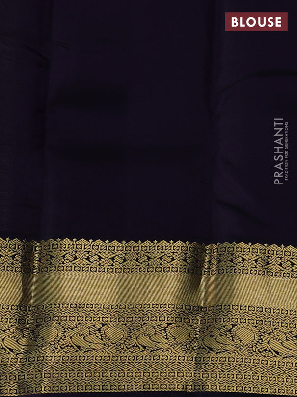 Pure kanchipuram silk saree pastel green and black with allover zari weaves & buttas and long zari woven korvai border