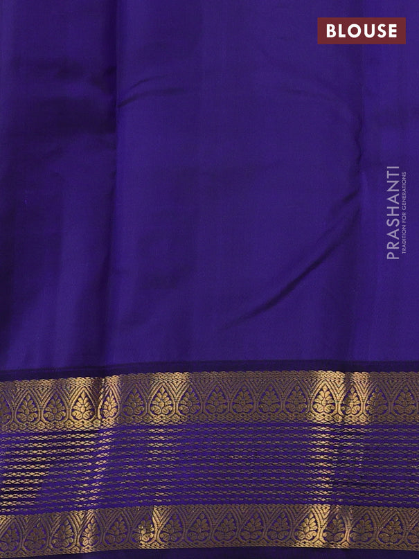 Pure kanchipuram silk saree pink and blue with zari woven buttas and rich zari woven korvai border
