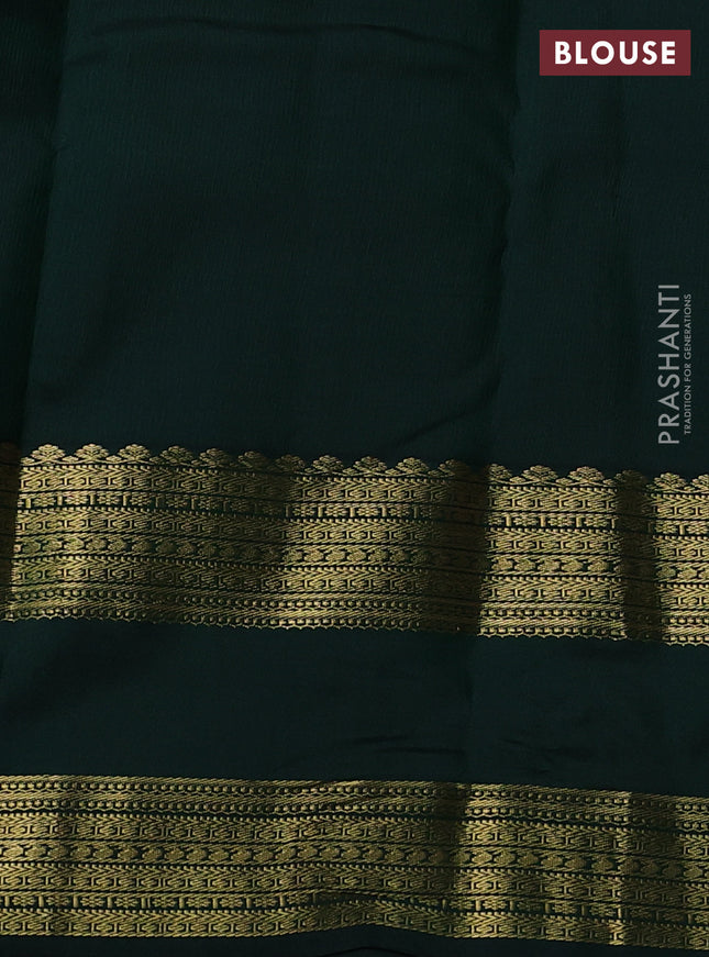 Pure kanchipuram silk saree pink and bottle green with zari woven buttas and rettapet zari woven korvai border