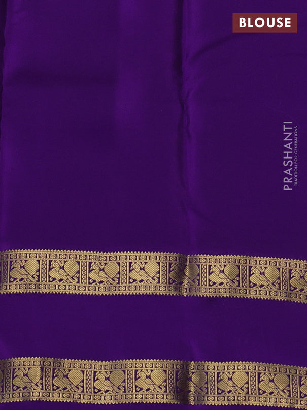 Pure kanchipuram silk saree pastel green and violet with allover zari weaves & buttas and rettapet zari woven korvai border