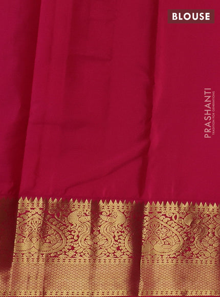 Pure kanchipuram silk saree blue and pink with zari woven buttas and rich zari woven korvai border