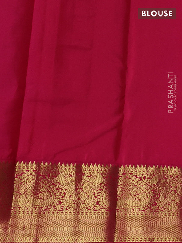 Pure kanchipuram silk saree blue and pink with zari woven buttas and rich zari woven korvai border