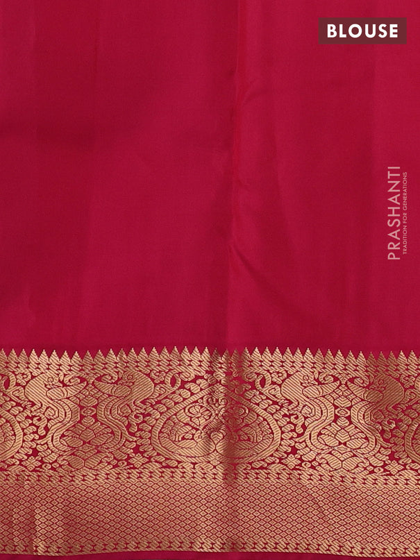 Pure kanchipuram silk saree green and pink with zari woven buttas and rich zari woven korvai border