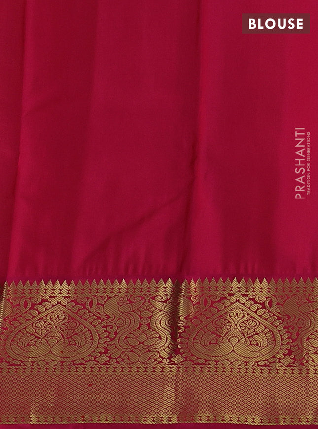 Pure kanchipuram silk saree mild pista green and pink with zari woven buttas and rich zari woven korvai border