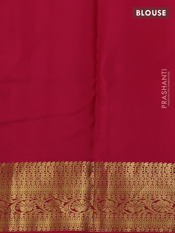 Pure kanchipuram silk saree dark green and pink with allover zari woven buttas and zari woven korvai border