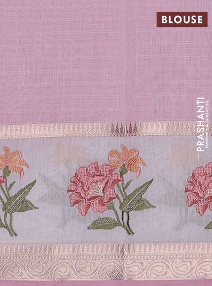Kota saree light pink and off white with plain body and embroidery work border