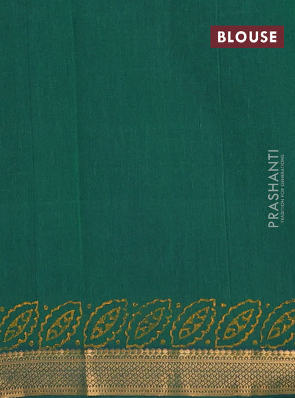 Mangalagiri cotton block printed saree green with butta prints and mangalgiri border