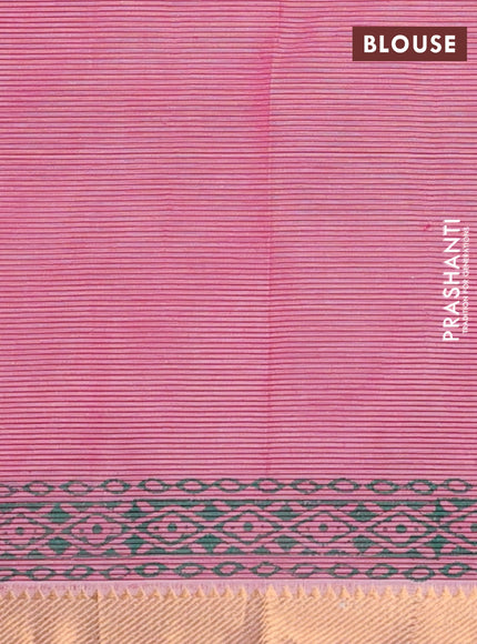 Mangalagiri cotton block printed saree pink with annam butta prints and mangalgiri border