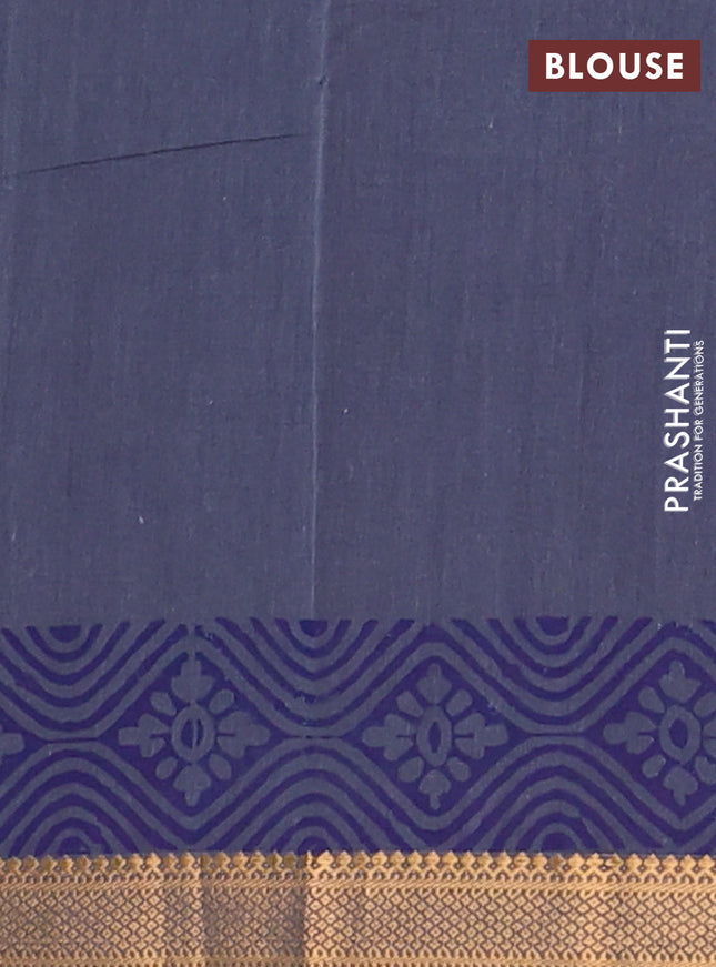 Mangalagiri cotton block printed saree dark grey with allover butta prints and mangalgiri border