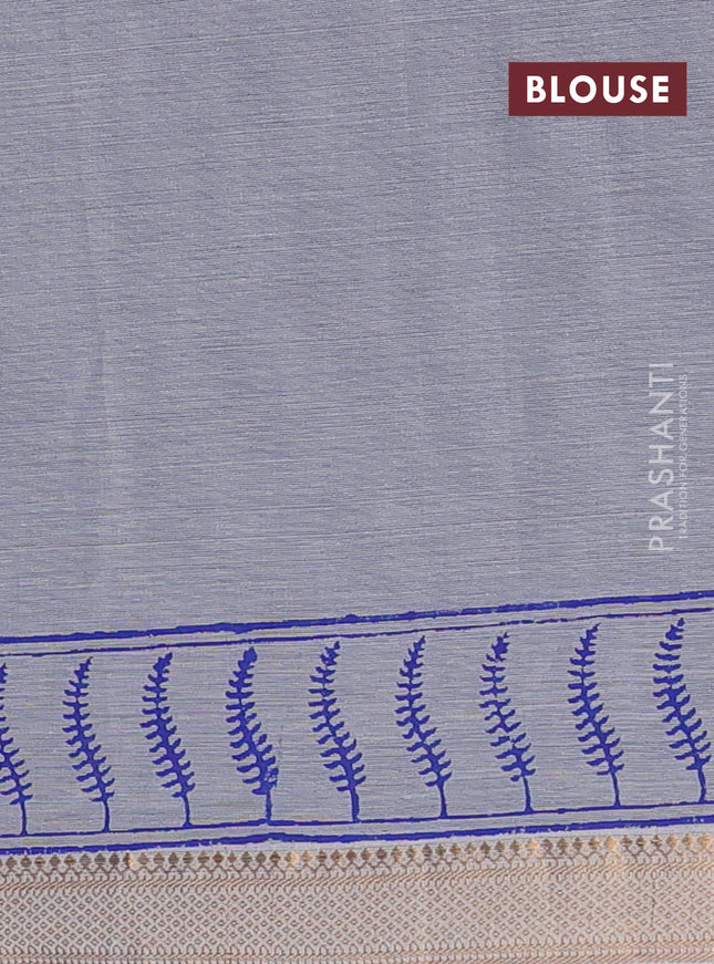Mangalagiri cotton block printed saree grey with allover butta prints and mangalgiri border