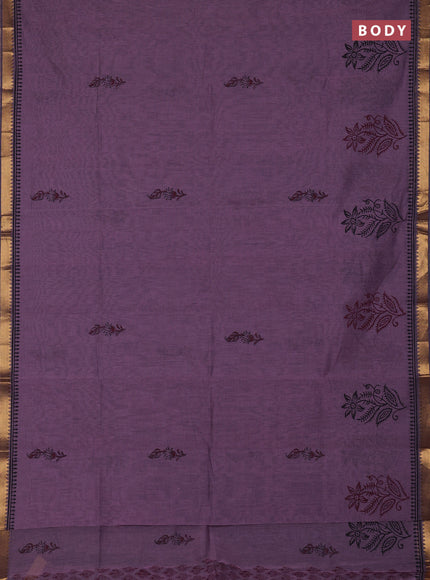 Mangalagiri cotton block printed saree pastel purple with butta prints and mangalgiri border