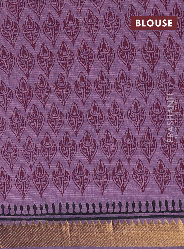 Mangalagiri cotton block printed saree pastel purple with butta prints and mangalgiri border