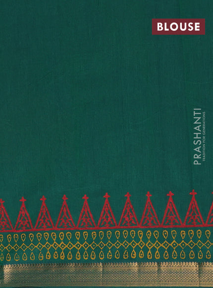 Mangalagiri cotton block printed saree green with rangoli butta prints and mangalgiri border