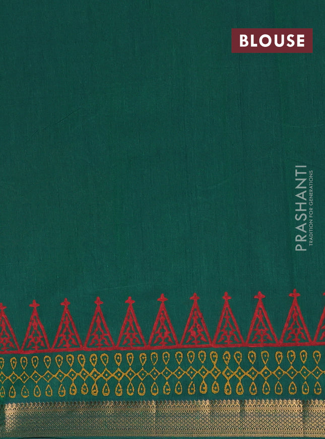 Mangalagiri cotton block printed saree green with rangoli butta prints and mangalgiri border