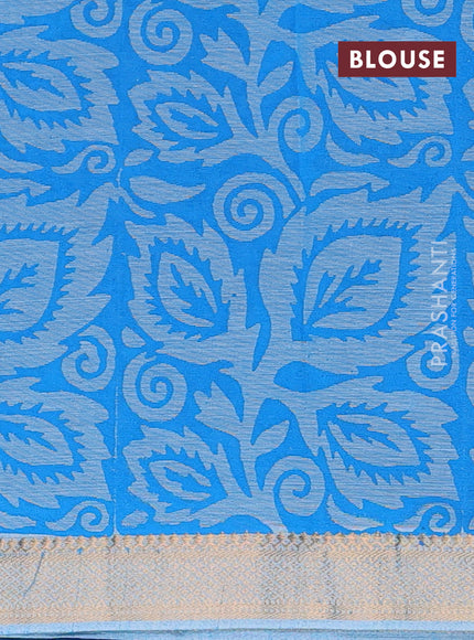 Mangalagiri cotton block printed saree light blue with butta prints and mangalgiri border