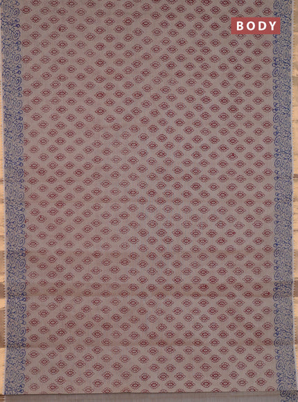 Mangalagiri cotton block printed saree beige with allover butta prints and mangalgiri border