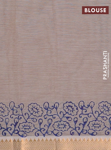 Mangalagiri cotton block printed saree beige with allover butta prints and mangalgiri border