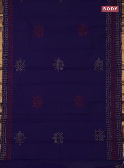 Mangalagiri cotton block printed saree violet with rangoli butta prints and mangalgiri border