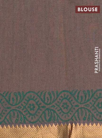 Mangalagiri cotton block printed saree pastel brown with allover butta prints and mangalgiri border