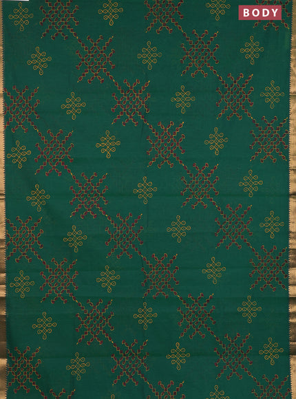 Mangalagiri cotton block printed saree green with rangoli butta prints and mangalgiri border