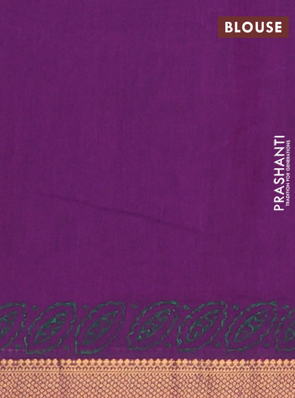 Mangalagiri cotton block printed saree purple and wtih allover butta prints and mangalgiri border