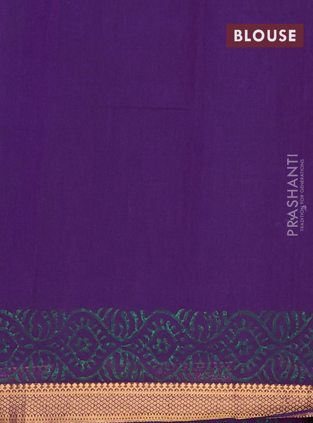 Mangalagiri cotton block printed saree purple with allover butta prints and mangalgiri border