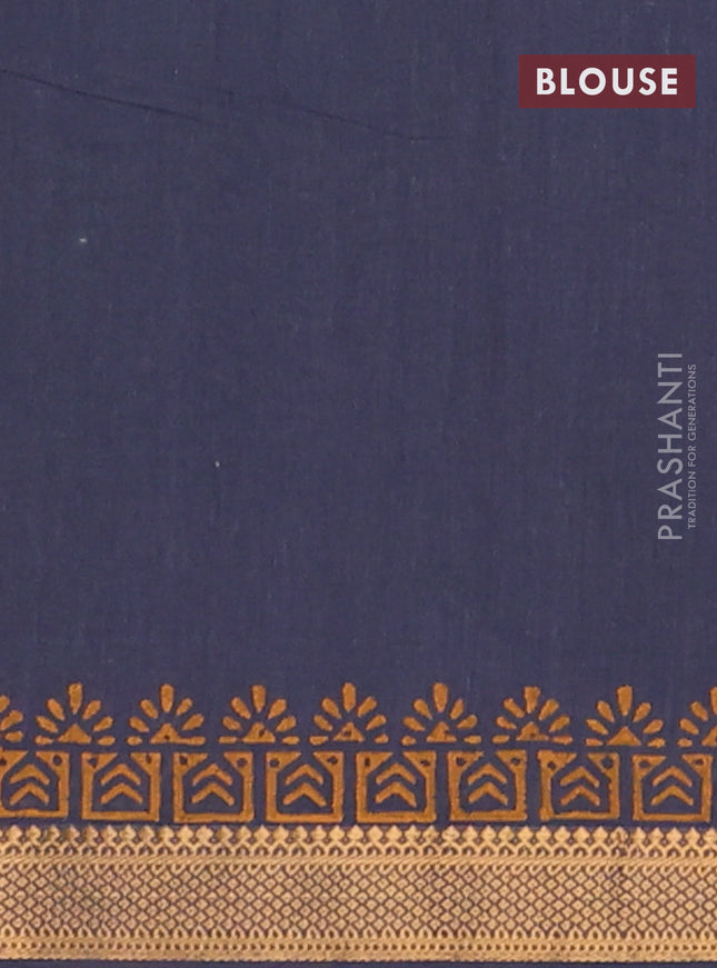 Mangalagiri cotton block printed saree grey with allover prints and mangalgiri border