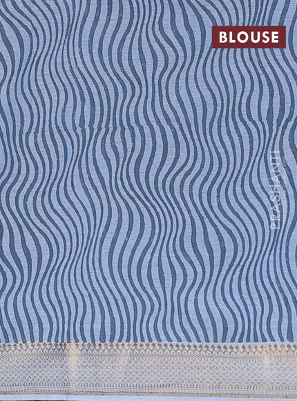 Mangalagiri cotton block printed saree pastel blue with butta prints and mangalgiri border
