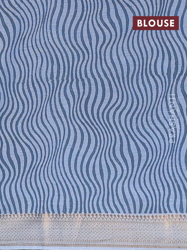 Mangalagiri cotton block printed saree pastel blue with butta prints and mangalgiri border
