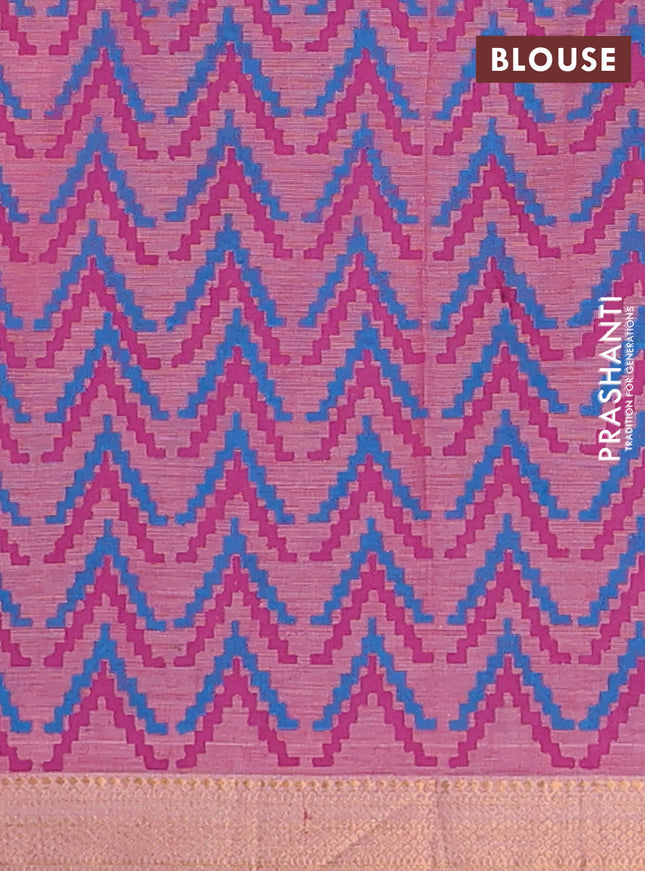 Mangalagiri cotton block printed saree light pink with temple butta prints and mangalgiri border