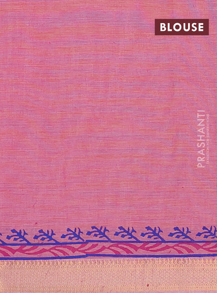 Mangalagiri cotton block printed saree light pink with allover butta prints and mangalgiri border