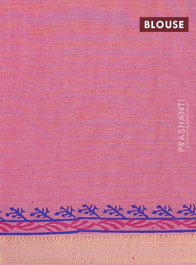 Mangalagiri cotton block printed saree light pink with allover butta prints and mangalgiri border
