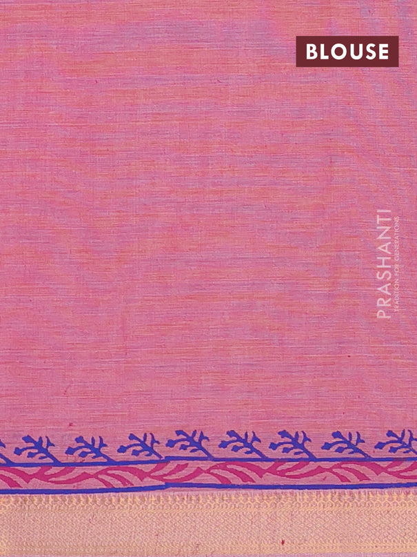 Mangalagiri cotton block printed saree light pink with allover butta prints and mangalgiri border